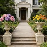 Antique White Garden Urn Planter 20.07' Tall Decorative Outdoor Indoor Flower Pot with Drainage Hole and Stopper, Magnesium Oxide Classic Plant Container for Patio Lawn Porch Entryway Garden Decor