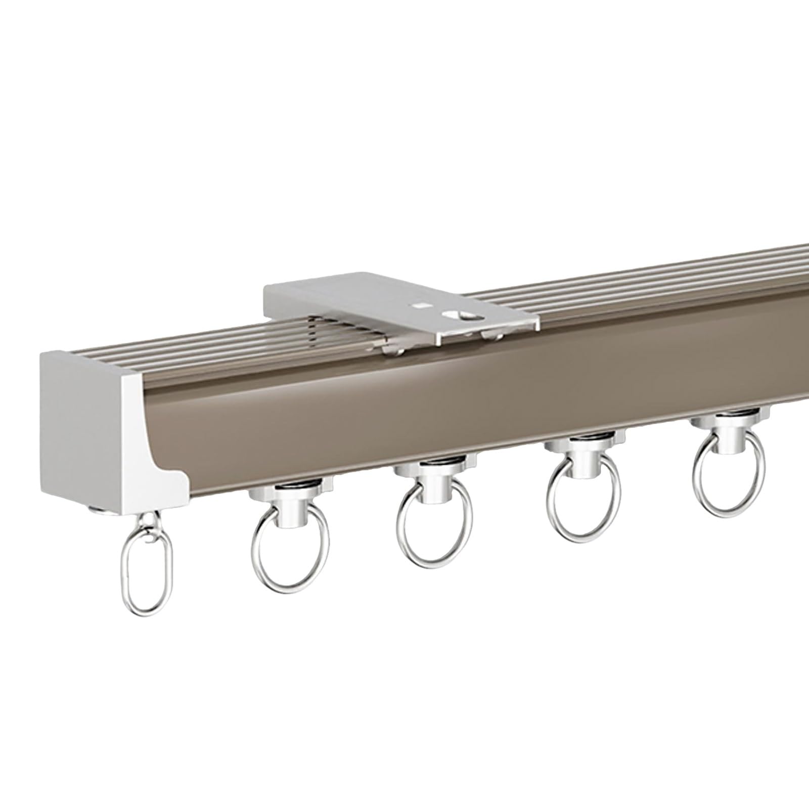 Elegant Champagne Pleated Curtains with Adjustable Rods - 300 cm (9.8 ft) Sliding Window System for Living Room, Wardrobe & Shoe Cabinet - Stylish Home Décor Solution