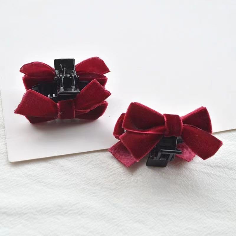 Miniatura 4 de Mini pinzas de terciopelo para mujeres y niñas, lazos para el cabello, pinzas para el cabello, pinzas para el cabello con lazo rojo, accesorios para