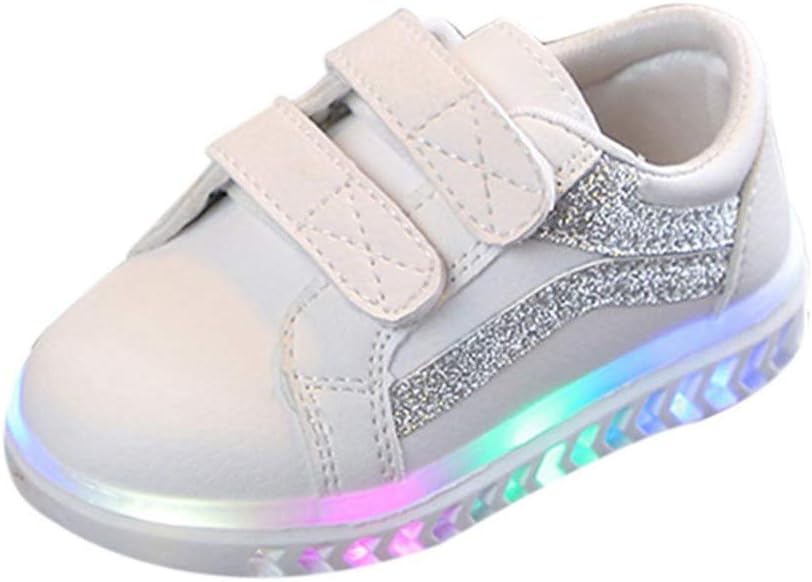 Sceoyche Kids LED Light Shoes, Baby Luminous Velcro Sport Shoes Breathable Outdoor Shoes Non-slip Walking Shoes Soft Infant Sneakers Running Shoes for Boys Girls
