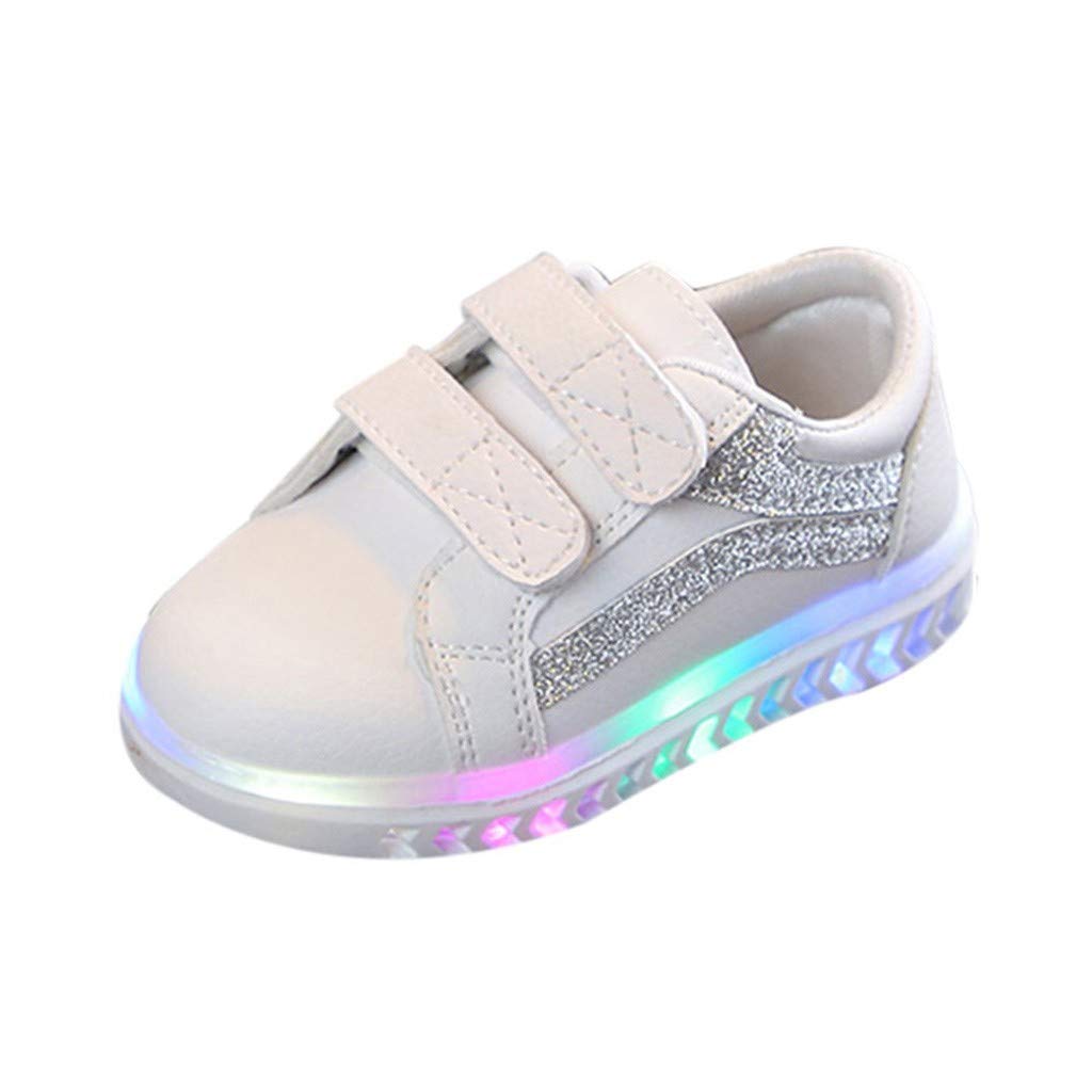 Sceoyche Kids LED Light Shoes, Baby Luminous Velcro Sport Shoes Breathable Outdoor Shoes Non-slip Walking Shoes Soft Infant Sneakers Running Shoes for Boys Girls