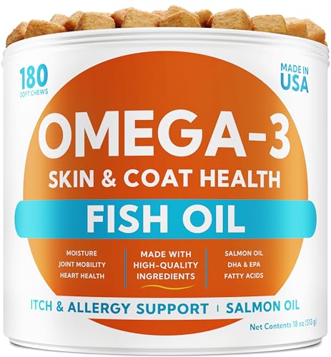 Omega 3 Alaskan Fish Oil Treats for Dogs - Dry&Itchy Skin + Aller...