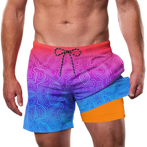 Image of Cozople Mens Swim Trunks 5.5 inch Compression Liner Swim Shorts Boxer Brief Lined Quick Dry Bathing Suit Swimwear