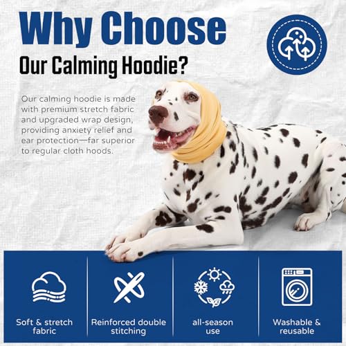 Image of Dog Calming Hoodie Quiet Head Cover Sleeves Anxiety Relief /Noise Protection - Grooming - Thunder - Fireworks
