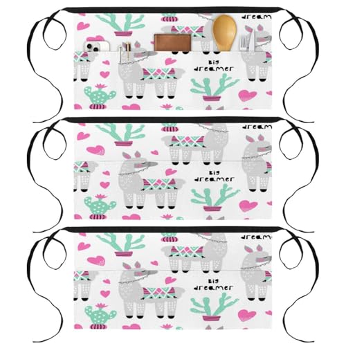 Tablier court de chef multicolore avec 3 poches pour bistrot et travail