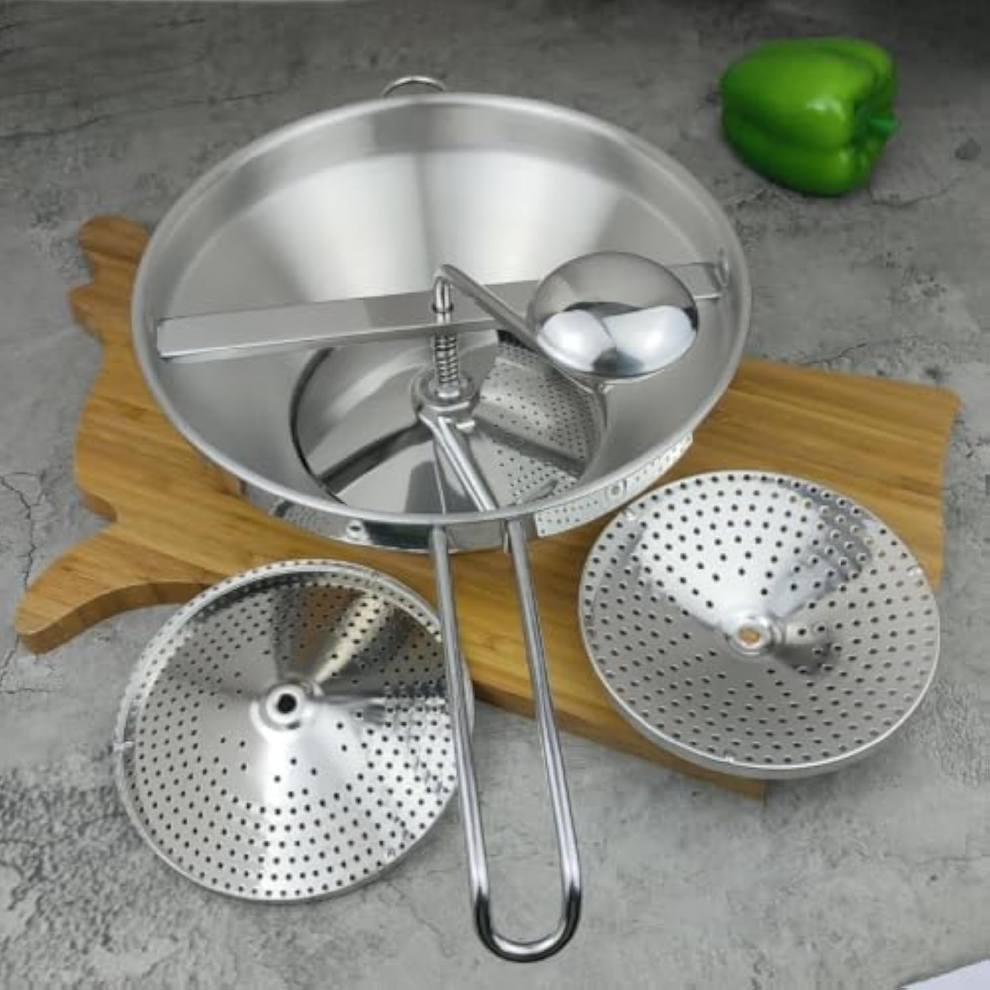 Food Mill with Interchangeable Plates, Stainless Steel