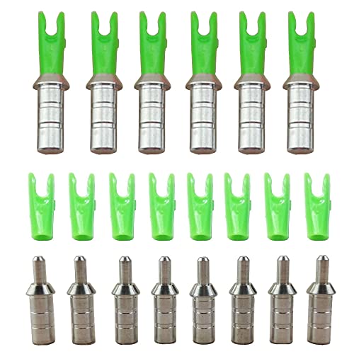 AMEYXGS 50x Encoches de Flèche avec Aluminium Pin Broches en Aluminium Queues de Flèche en Plastique Taille S L pour ID 4.2/6.0/6.2mm Arbre de Flèche...