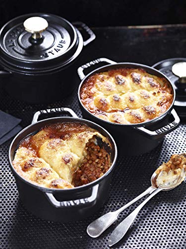 Image of STAUB Cast Iron Dutch Oven 0.75-qt Round Cocotte, Made in France, Serves 1, Matte Black