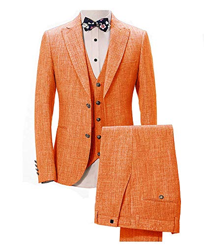 Costume en lin décontracté 3 pièces pour homme coupe slim chic