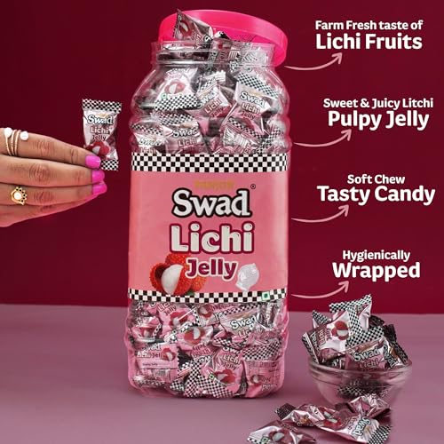 Image of Jelly Candy, Soft & Chewy Assorted Sweets, 640g Jar (Litchi)