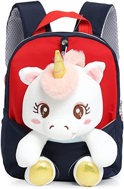 RIANZ Cute Unicorn Baby Backpack for Kids Girls & Boys Plush Bag with with Cartoon Uni-corn Stuffed Toy (Detachable) for Toddler Baby 1-3Years Old Child