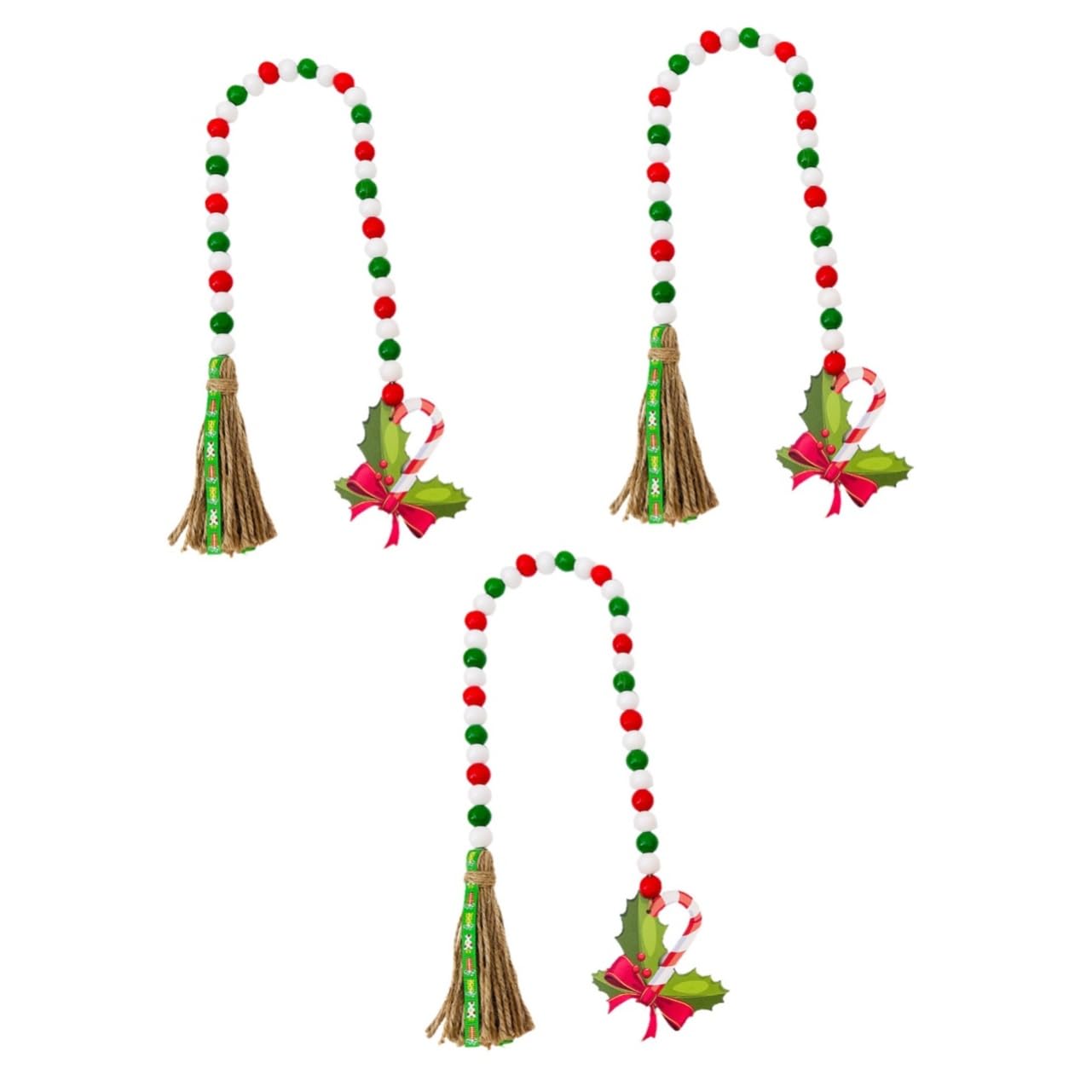 Cuentas de madera para Navidad TOPBATHY pack de 3 guirnaldas colgantes creativas de hemu