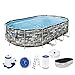 Produktbild Bestway Power Steel Comfort Jet Series Frame Pool-Set mit Filterpumpe 610 x 366 x 122 cm, Steinwand-Optik (Naturstein), oval