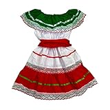 Girl's Cinco De Mayo Traditional Mexican Fiesta Dress (10) White