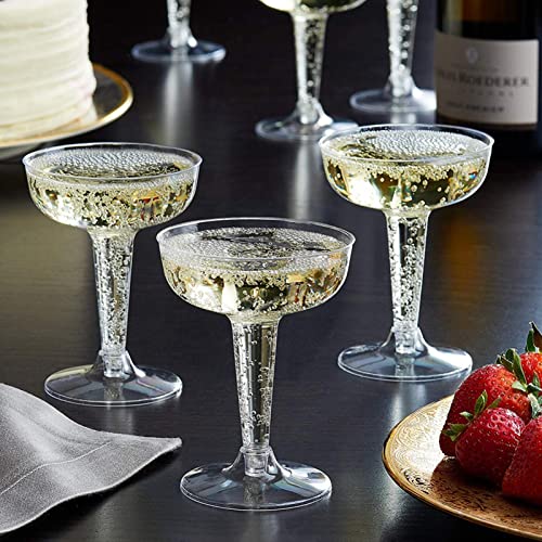 Hacaroa 75 Pack Plastic Champagne Coupe, 4 Oz Champagne Glasses Cocktail Glasses, Disposable Party Stem Cups Dessert Cups For Martini, Margarita, Birthday, Wedding #TOP4