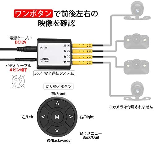 Amazon Antion 死角なし安全運転システム フロントカメラ サイドカメラ バックカメラ映像確認 リモコン操作 ワンボタンで前後左右のカメラ画像切り替え Diy 12v バックカメラアクセサリ 車 バイク