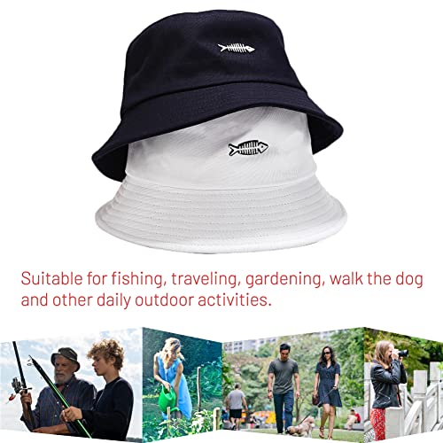 Image of Cotton Bucket Hat for Women Men Summer Travel Sun Beach Bucket Cap, Unisex Outdoor Fisherman Hat