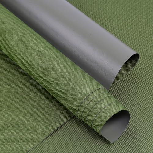 GoldWheel Waterproof Marine Canvas Fabric 60'×108' 600Denier Canvas Cordura Material with Waterproof PVC Backing Anti-UV Blocks Heat, Reduce Glare for Auto Boat Home Awning Cushion, Army Green