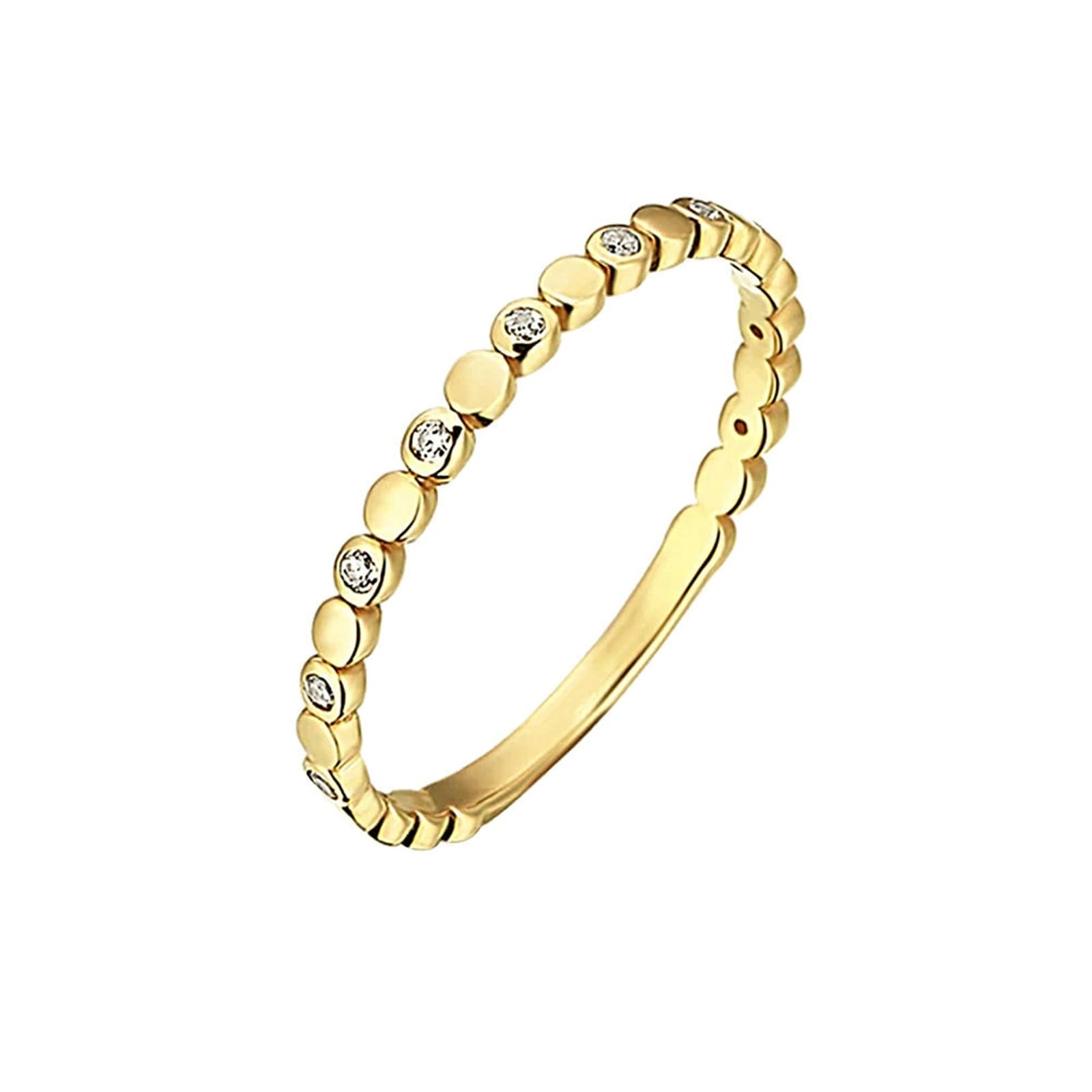 Anillos de diamante de oro amarillo, anillos de compromiso para mujer, oro auténtico, media eternidad, alianzas de aniversario con diamantes para mujeres