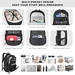 Seektop Lightweight Travel Backpack for Men Women, Multiple Pockets 40L Hiking Backpack Foldable Carry on Backpack for Outdoor Camping Sport Leisure (Black) - Image 3