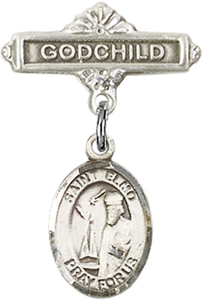 Jewels Obsession Baby Badge with St. Elmo Charm and Godchild Badge Pin | Sterling Silver Baby Badge with St. Elmo Charm and Godchild Badge Pin - Made In USA