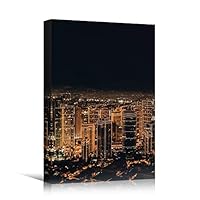 Canvas Wall Art Building Cityscape Cityscape Colorful Contemporary Multicolor Neon Photography Places - 12x18 inches