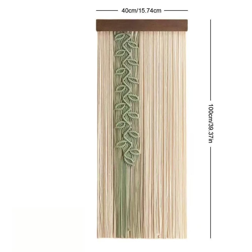 Makramee Wandbehang mit Holzleiste, Boho Makramee Wanddekoration mit Blättern, Handgemachte Fransen Wandteppich für Wohnzimmer, Schlafzimmer & Büro Dekoration (GB)