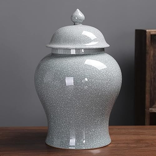Vases à fleurs pot de temple en céramique grise | Pot de gingembre décoratif - 5