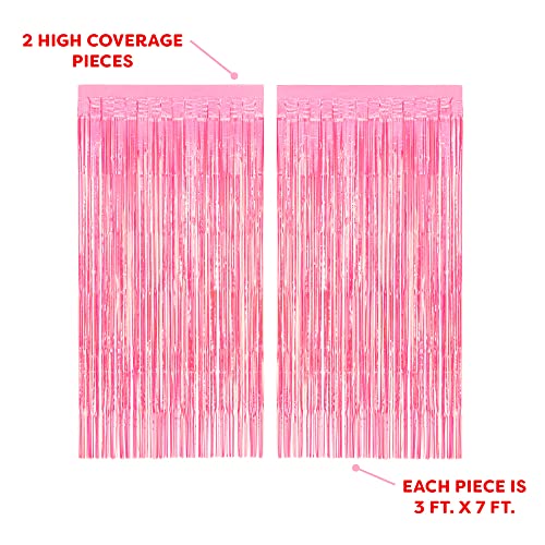 Image of xo, Fetti 2pk Hot Pink Fringe Foil Curtains | Bachelorette, Bridal Shower, Backdrop, Wedding, Birthday, Photo Booth, Party Decorations
