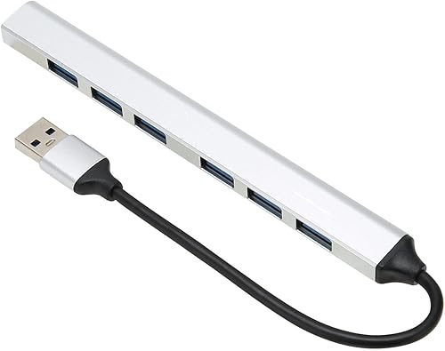 Hub de 7 puertos, concentrador de datos USB de aluminio delgado, adaptador extensor de múltiples puertos con 6 USB20. 1 USB30. Puertos, velocidad de