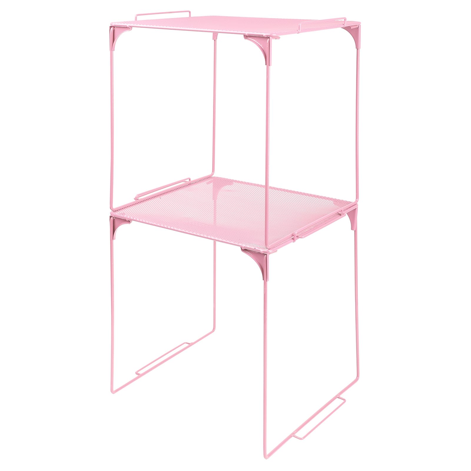 AUECOOME Locker Organizer Shelf Stackable Extra Locker Shelf for School Locker Organizer Storage Cabinet Accessories Suitable for School, Office, and Home use (2, Light Pink)
