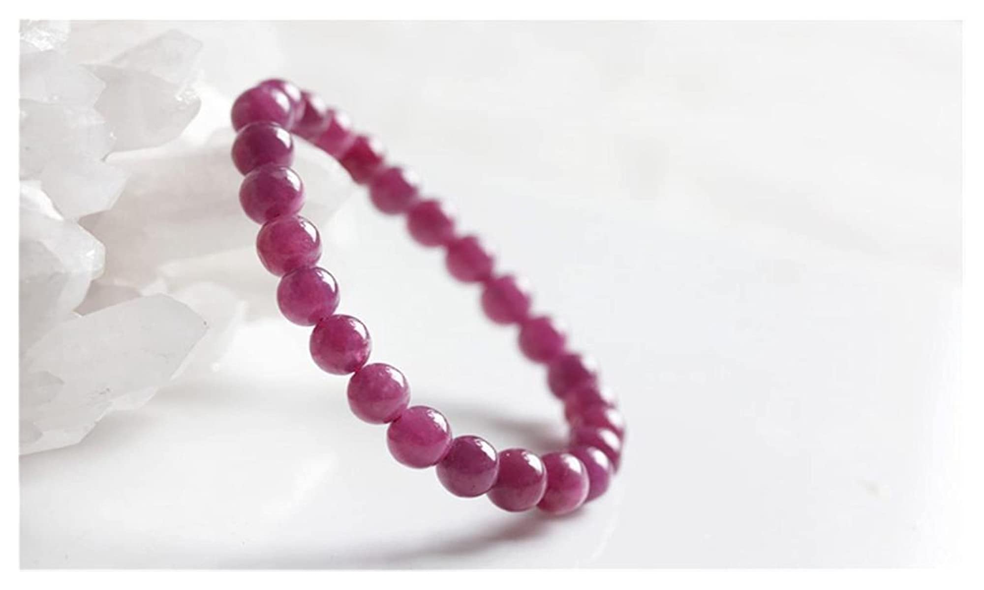 YDYDTTKD Pulseras para Mujer Rosa roja Piedra Preciosa de rubí Natural Cuentas de Cristal elásticas Redondas 7 mm 8 mm 9 mm Piedra de rubí RARA 9 mm