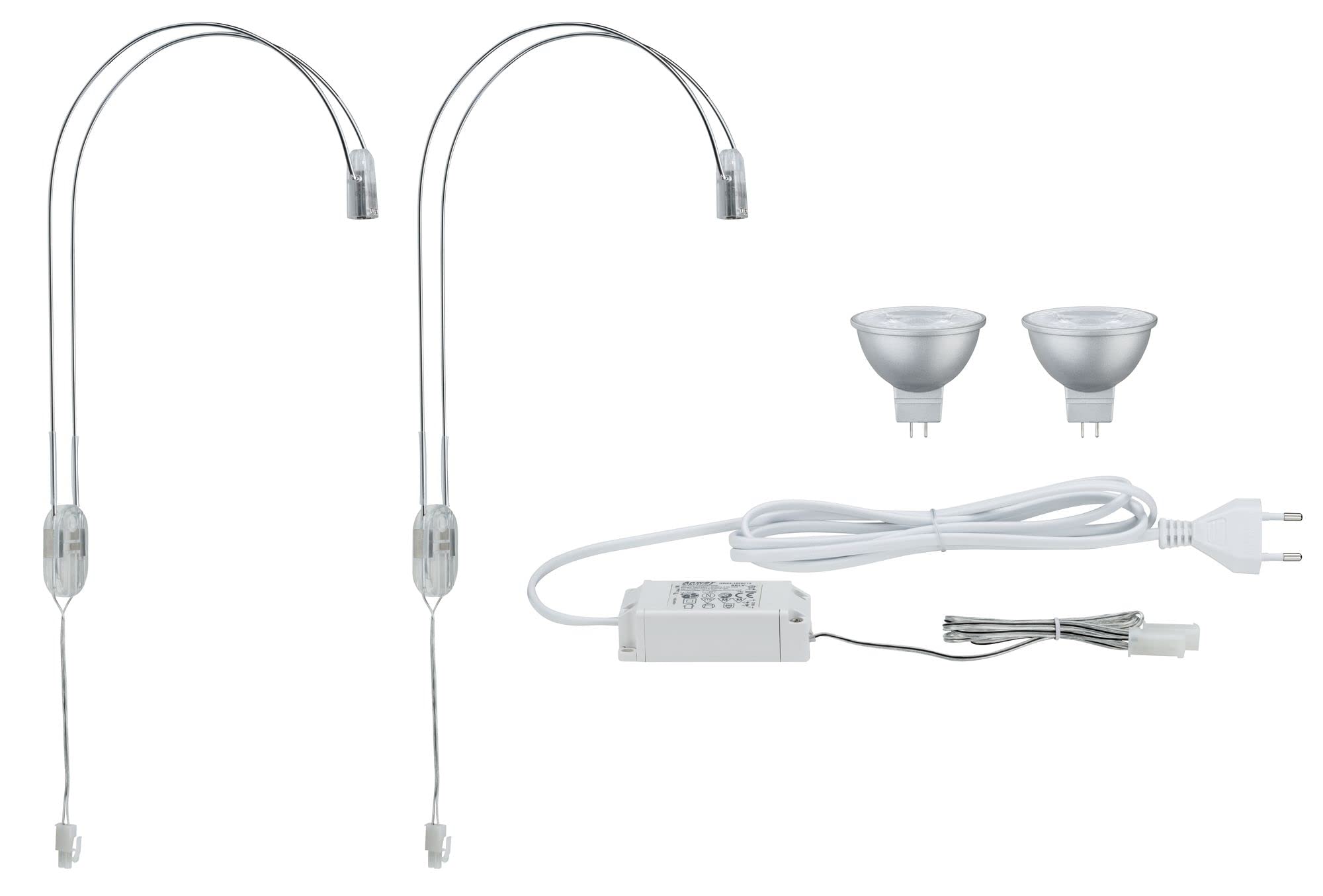 Paulmann 99908 Galeria Lampada a Led Per Specchio, Per Bagno, Cromato, 2 Lampadine da 4 W Gu5.3, In Metallo