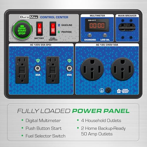 Image of DuroMax XP15000HX+ 15,000-Watt Electric Start Dual Fuel EFI Portable Generator