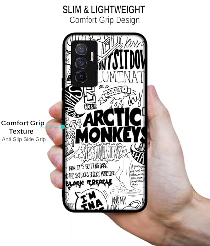 Image of Arctic Monkeys Pattern Design Premium 2D Printed Metal Back Case Cover for Vivo V23E 5G / Y75 4G, Multi Colour