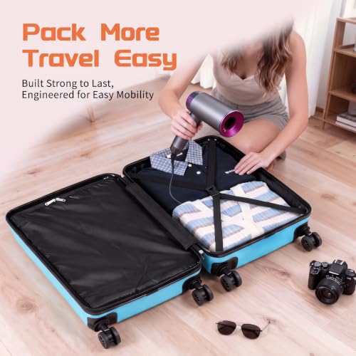Image of Rosamo Luggage Sets 3 Piece, ABS Suitcase Set (20 /24 /28), Hardside luggage with Spinner Wheels, Travel Luggage,14x8x9 Airline Approved Carry on, Lightweight Luggage with High-Security Lock