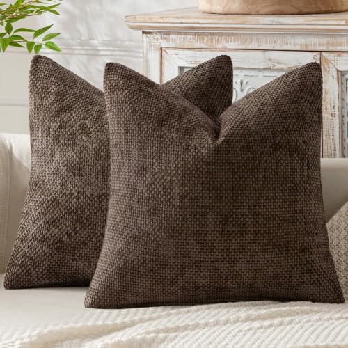 Image of MIULEE Decorative Dark Brown Euro Sham Pillow Covers 26x26 Inch 2 Pack