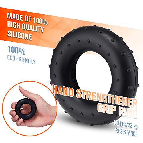 Hand Grip Strengthener Workout Kit (5 Pack), 11-132 Lbs Adjustable Resistance Smart Counting Forearm Grip Exerciser, Finger Exerciser, Finger Stretcher, Grip Ring, Stress Relief Grip Ball - Thumbnail 7