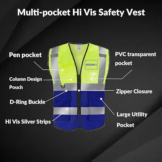 Miniatura 4 de BeautyWill Chaleco de seguridad personalizado con logotipo, clase 2 personalizado de alta visibilidad, ropa de trabajo protectora para exteriores