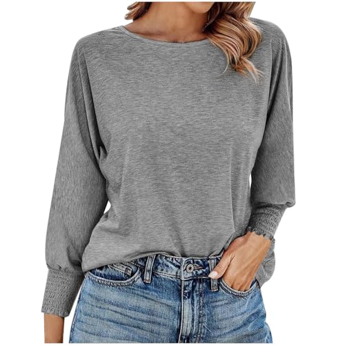 Womens Casual Cotton T Shirts Solid Crewneck Long Sleeve Basic Tops Athletic Workout Going Out Blouses for Teen Girls