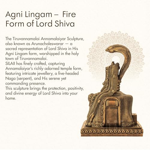 Image of SILAII Tiruvannamalai Annamalaiyar Sculpture - Handcrafted Hindu Temple Idol | Lord Shiva Murti for Home, Office, Puja Decor | Spiritual Indian Art (6 INCHES)