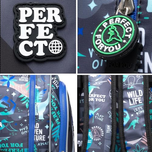 Kit Mochila De Rodinha Com Estojo E Lancheira Térmica Bolsa Infantil Escolar (Dinossauro)