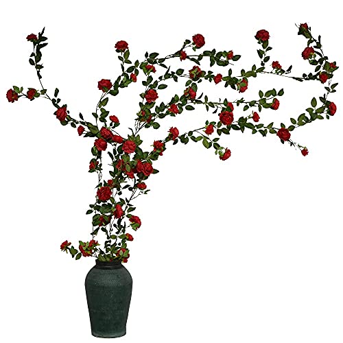 Eternal Blossom Fake Peony Wreath 1.8M Artificial Rose Vine For Front Door Garden Party Decoration Vine Wedding Home Decor (Red) #TOP3