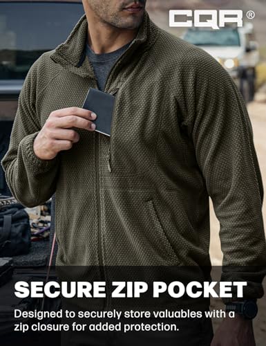 Image of CQR Men's Full-Zip Tactical Jacket, Soft Warm Military Winter Fleece Jackets, Outdoor Coats with Zipper Pockets