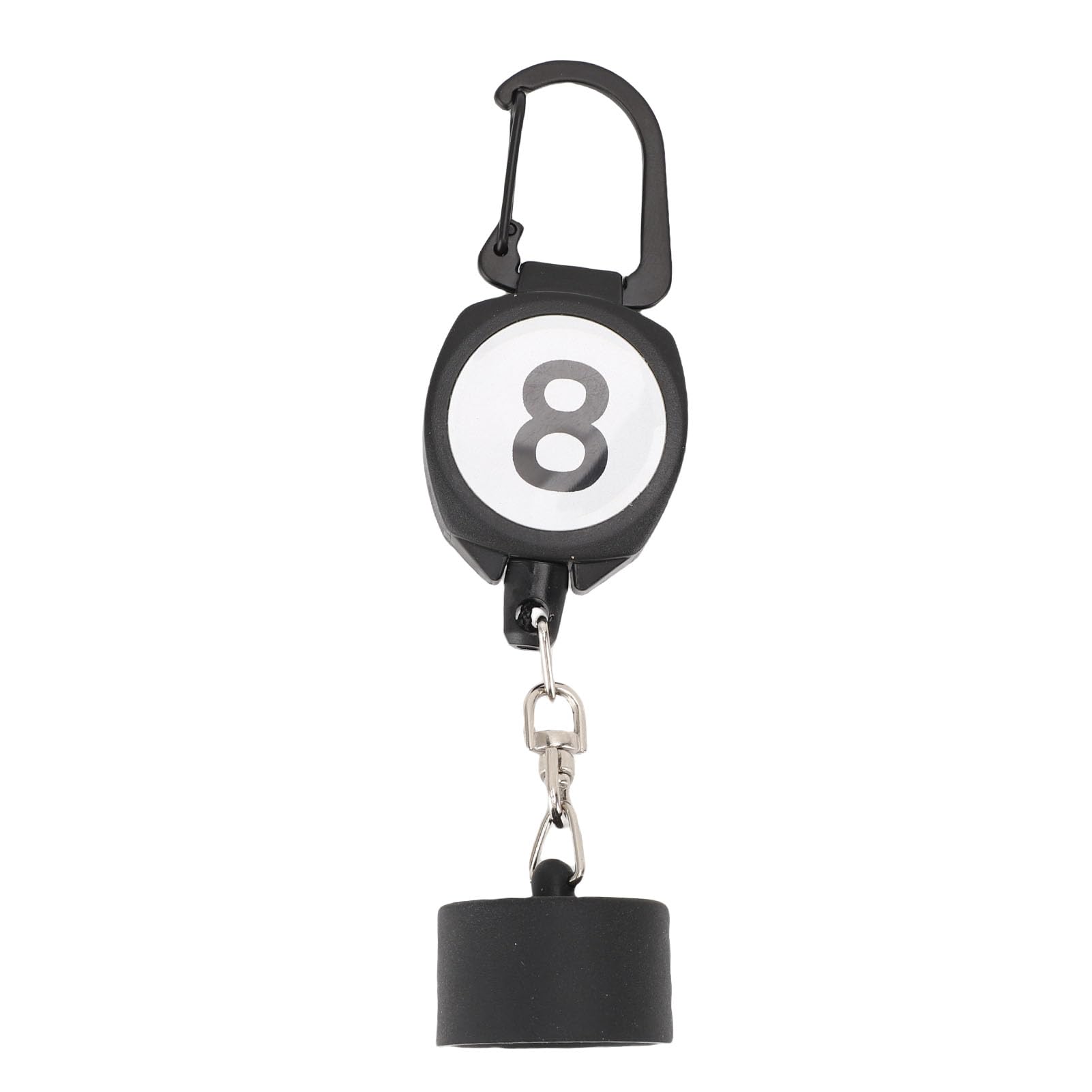 Baxnore Billiard Chalk Holder with Retractable Cord Premium ABS Pool Cue Chalk Keeper Portable Keychain Design for Players and Professionals Durable Billiard Accessory (Round 2.6in)
