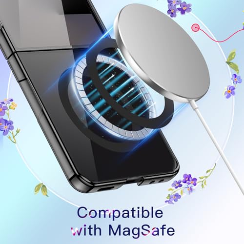 Image of JETech Magnetic Case for Samsung Galaxy Z Flip 7 2025 Compatible with MagSafe, Non-Yellowing Transparent Hard PC Protective Phone Cover, Anti-Scratch (Black)