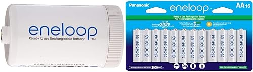 Eneloop Espaciadores 8 espaciadores de tamaño C y 8 espaciadores de tamaño D para uso con baterías recargables precargadas Panasonic BK-3MCCA16FA AA