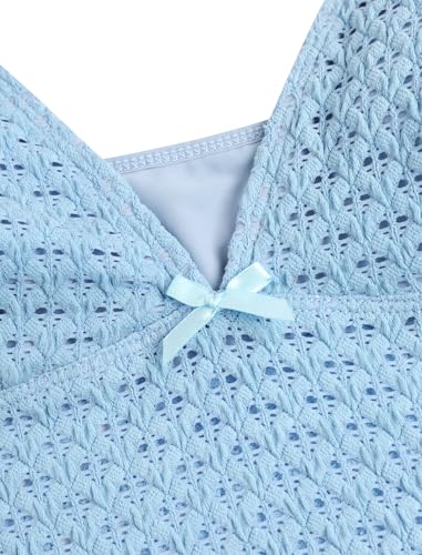 ZAFUL Tankini Swimsuits for Women Lace Jacquard Bowknot Decor Tummy Control High Cut Tanga Tankini Set3