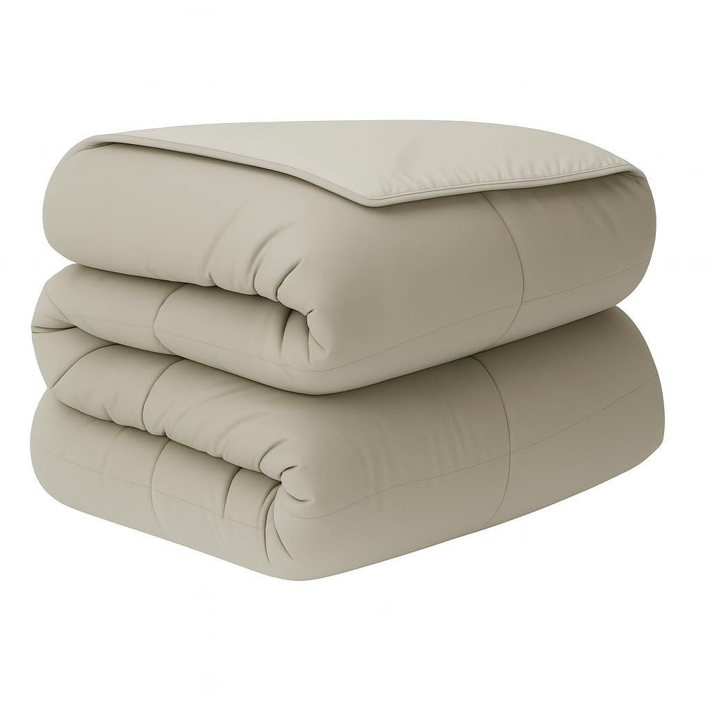 DECASATEXTIL -Edredon Nordico Bicolor Reversible - 400Gr/m2 - Cama 120/135/140 - Edredon Microfibra – Reversible- Suave, cómodo, Ligero y Transpirable – Beige/Gris 240x240cm