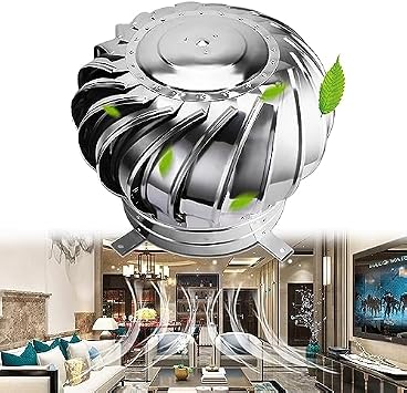 Roof Turbines Vents 110 160 300mm Wind Turbines Cap Vent Round, Stainless Steel Roof Ventilator Air Outlet Galvanized, Easy to Install Rotating Chimney Cap for Houses Factory Attic Farm